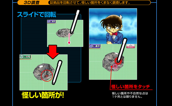 3D調査　証拠品を回転させて、怪しい箇所をくまなく調査します。